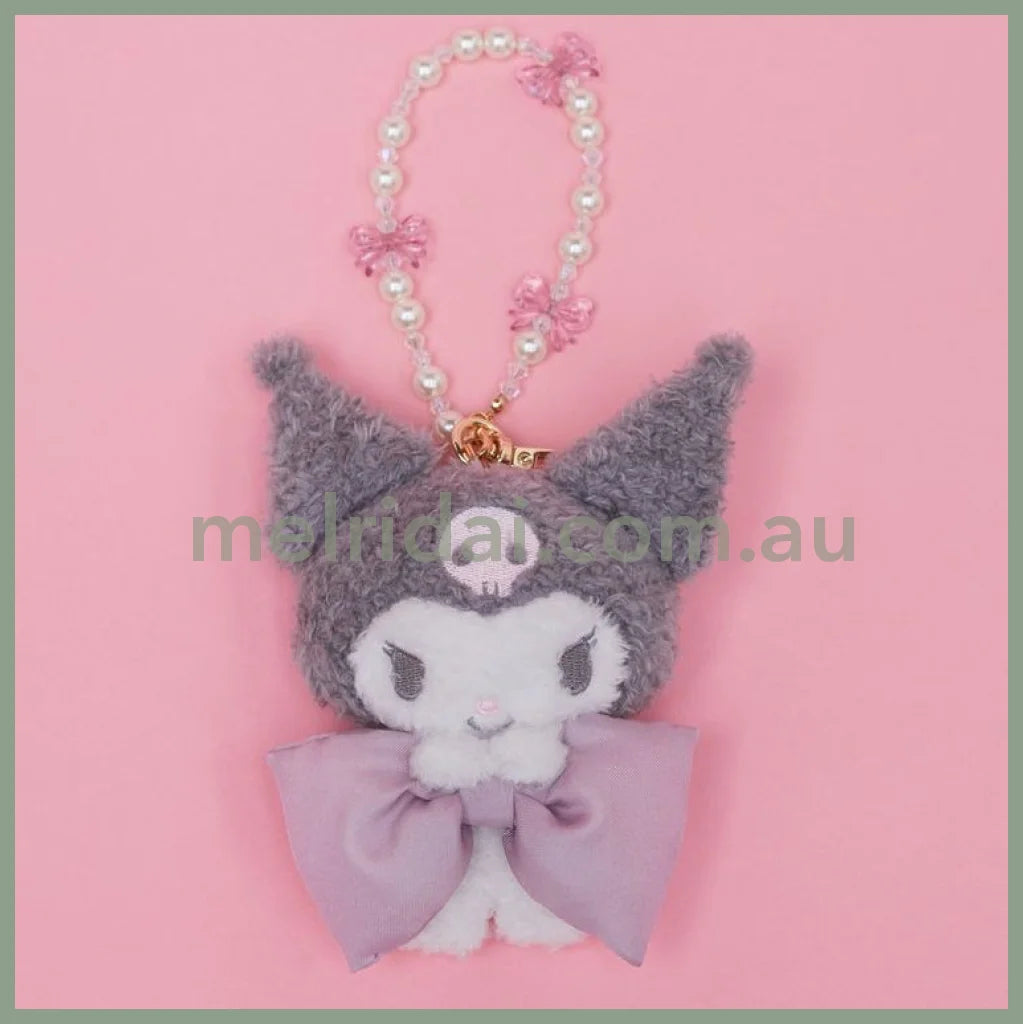Maison de FLEUR × Sanrio characters | Kuromi Mascot Holder Bag Charm Keychain with Pearl Chain 10 x 12cm (Limited