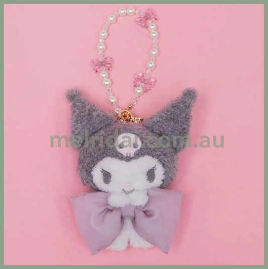 Maison de FLEUR × Sanrio characters | Kuromi Mascot Holder Bag Charm Keychain with Pearl Chain 10 x 12cm (Limited