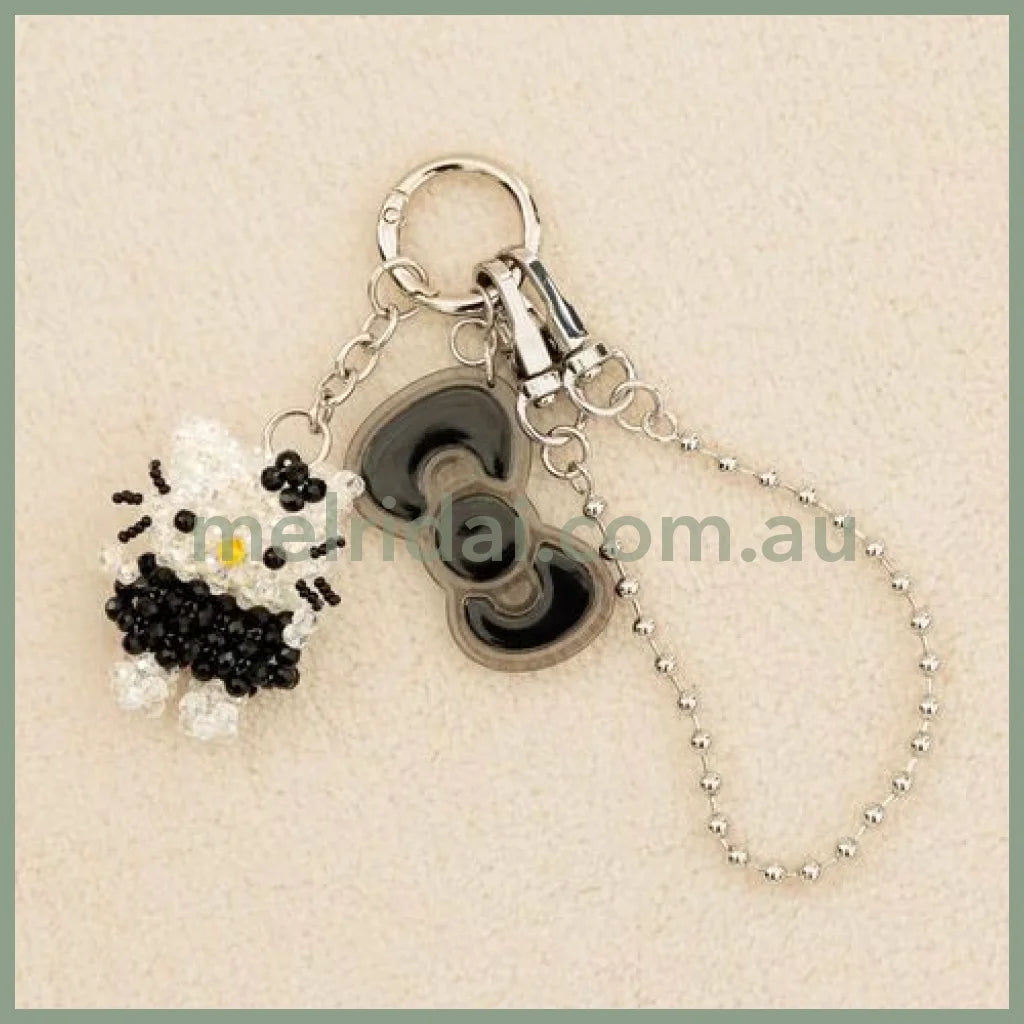 Me% x Hello Kitty | Beaded Keychains Bag Charm 14.5cm Approx. (Black)