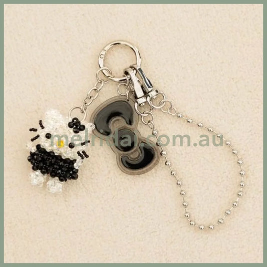 Me% x Hello Kitty | Beaded Keychains Bag Charm 14.5cm Approx. (Black)
