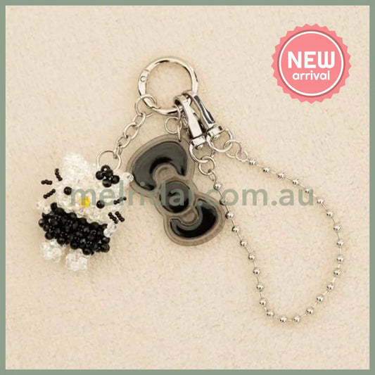 Me% x Hello Kitty | Beaded Keychains Bag Charm 14.5cm Approx. (Black)