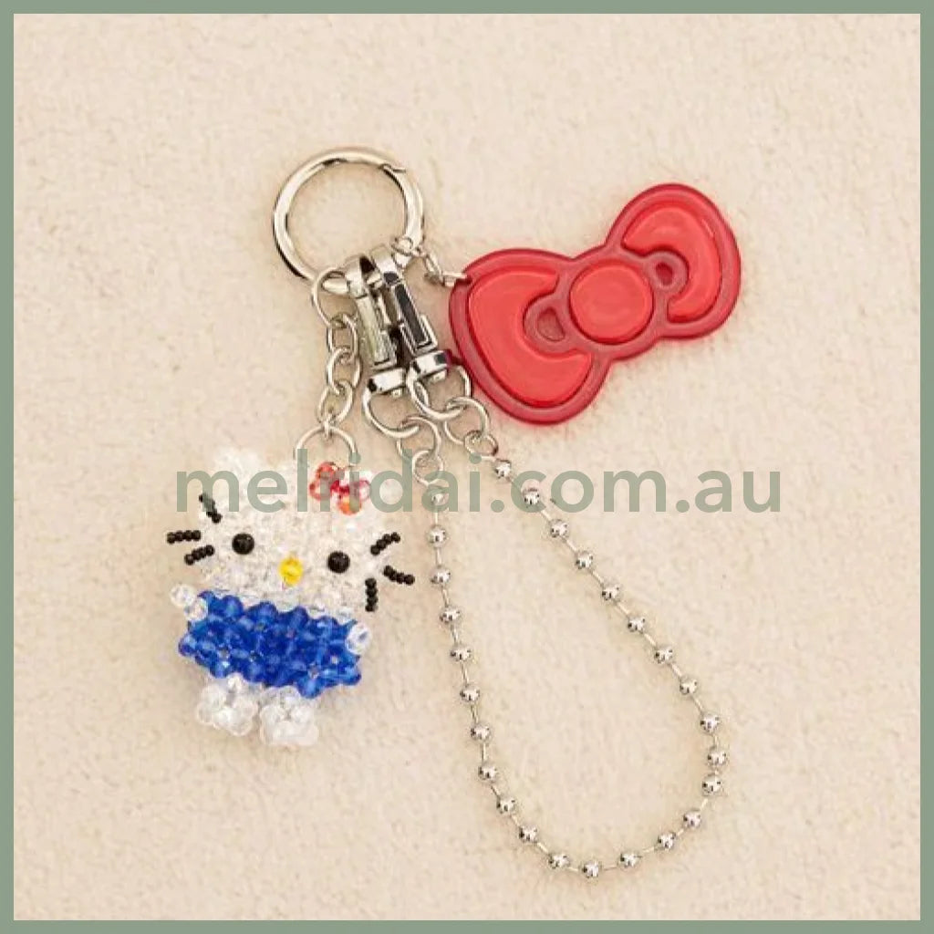 Me% x Hello Kitty | Beaded Keychains Bag Charm 14.5cm Approx. (Blue)