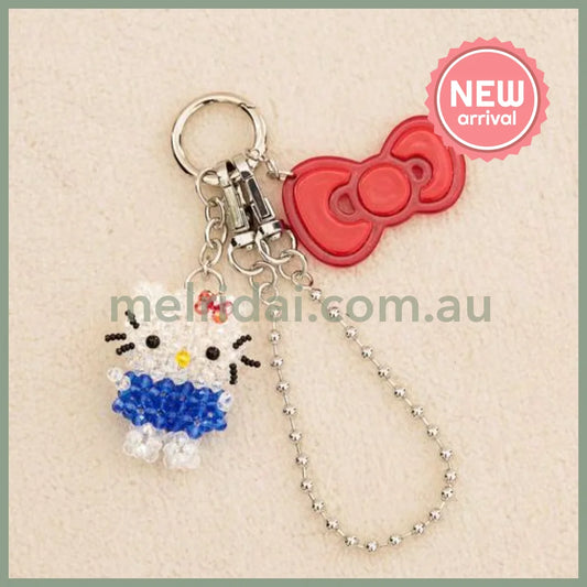 Me% x Hello Kitty | Beaded Keychains Bag Charm 14.5cm Approx. (Blue)