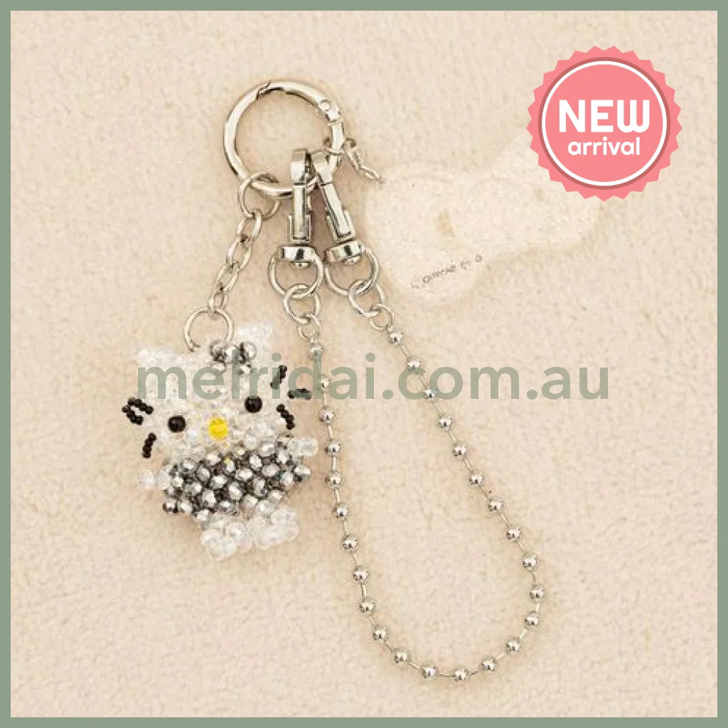 Me% x Hello Kitty | Beaded Keychains Bag Charm 14.5cm Approx. (Silver)