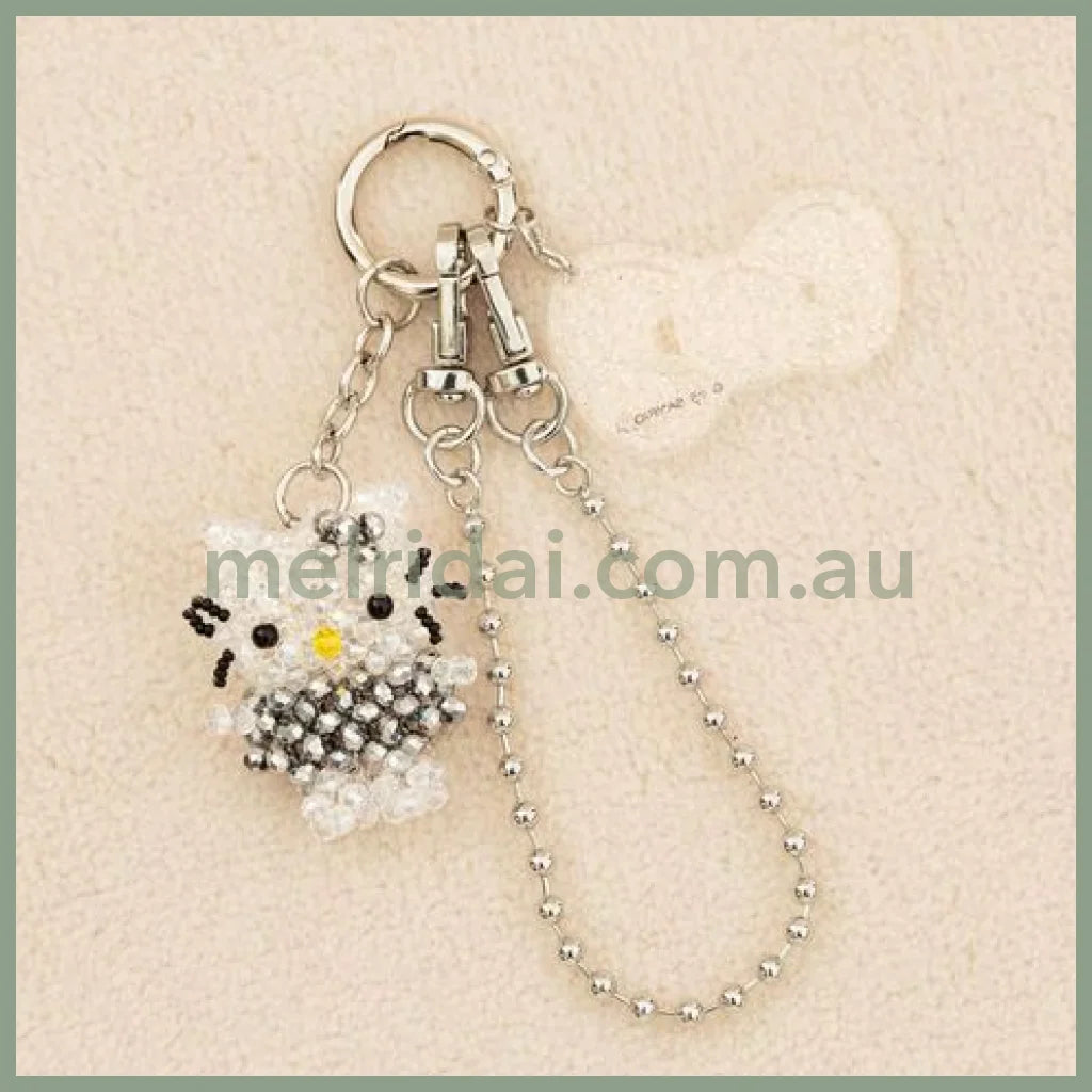 Me% x Hello Kitty | Beaded Keychains Bag Charm 14.5cm Approx. (Silver)