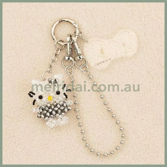 Me% x Hello Kitty | Beaded Keychains Bag Charm 14.5cm Approx. (Silver)