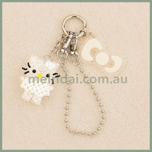 Me% x Hello Kitty | Beaded Keychains Bag Charm 14.5cm Approx. (White)