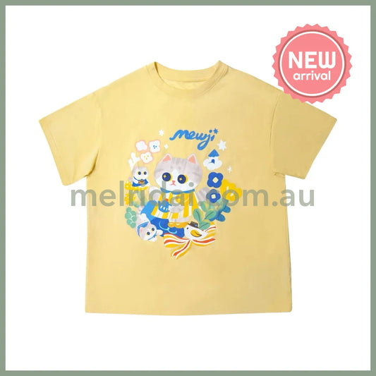 MEWJI♡ Cat & Flowers Tee T-shirt (Yellow)