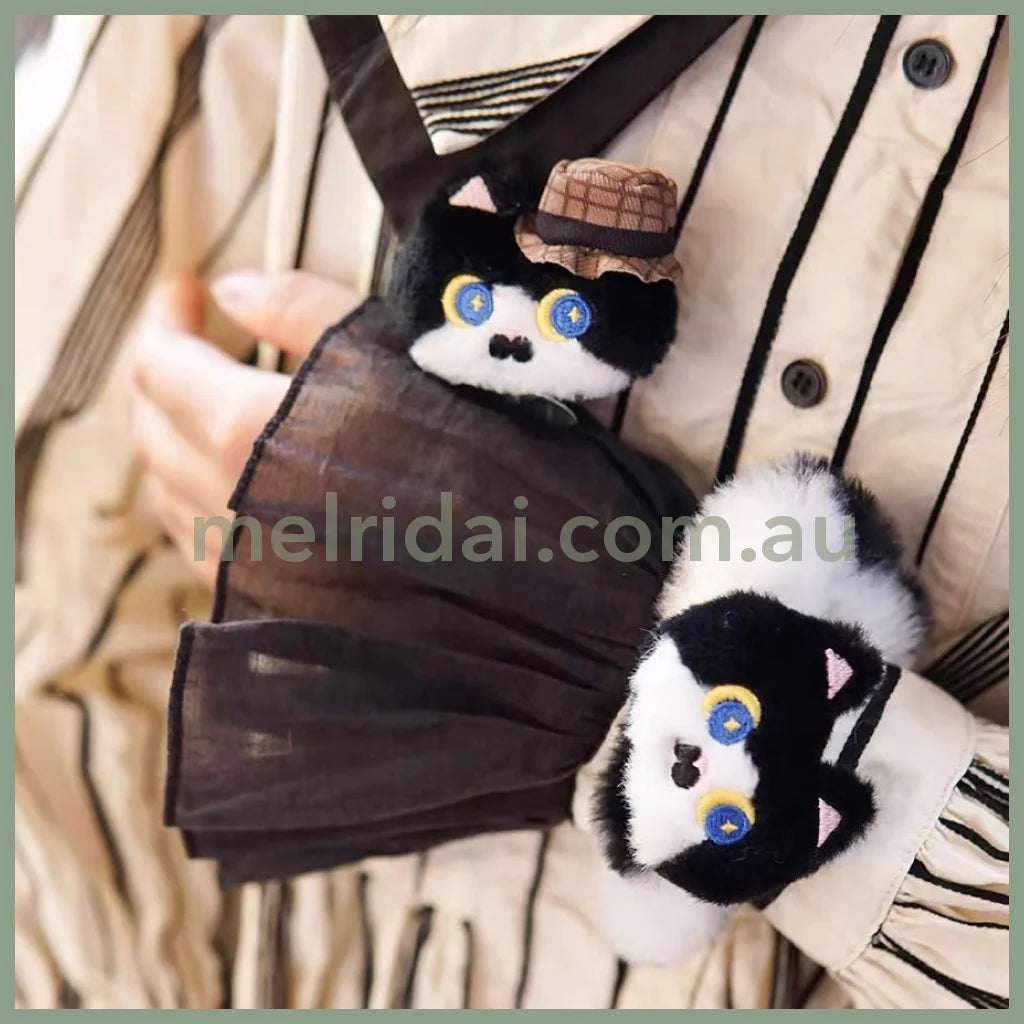Mewji♡Cat Mascot Brooch 妙吉猫 毛绒猫咪造型胸针 配饰 Bk 奶牛猫