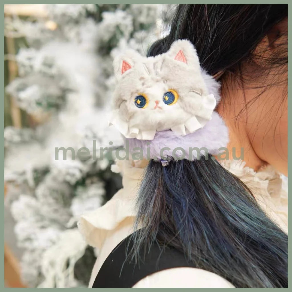 Mewji♡Cat Mascot Scrunchie Hair Tie 妙吉猫 毛茸茸大肠发圈/头绳 Gy 银渐层
