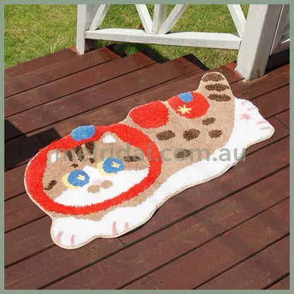 Mewji♡Cat-Shaped Floor Rug 44 X 94Cm (Apple)