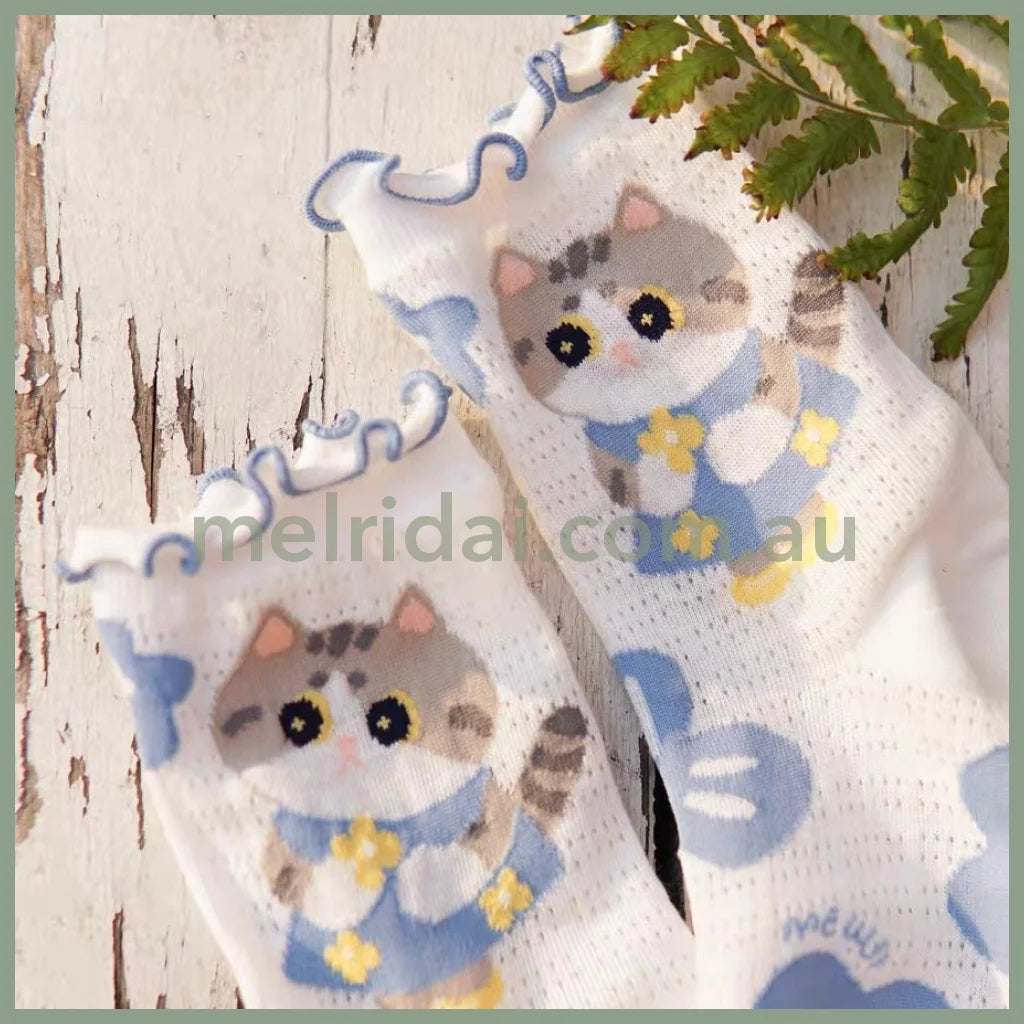 Mewji♡ Cat Socks Set 3 Pieces (Spring&Summer) Free Size 23-26Cm