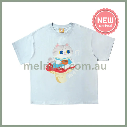 MEWJI♡ Cat Tee T-shirt (Blue)
