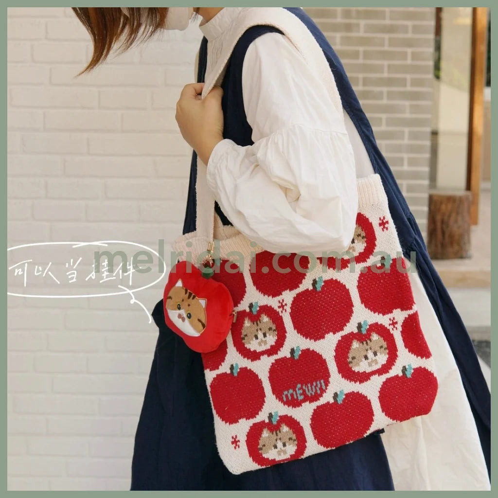 Mewji Foldable Eco Bag & Keychain Cat (Apple)