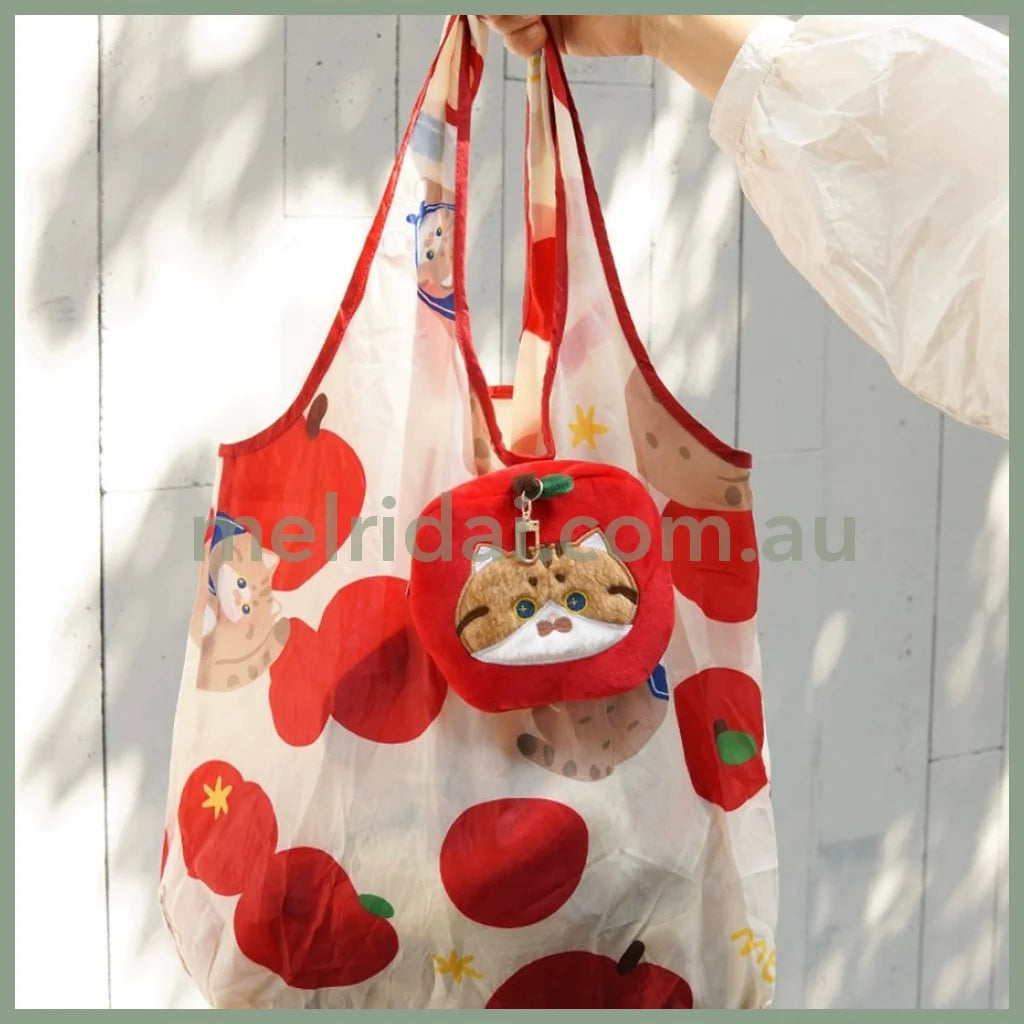 Mewji Foldable Eco Bag & Keychain Cat (Apple)
