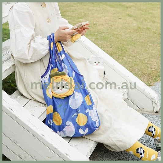 Mewji Foldable Eco Bag & Keychain Cat (Pineapple)