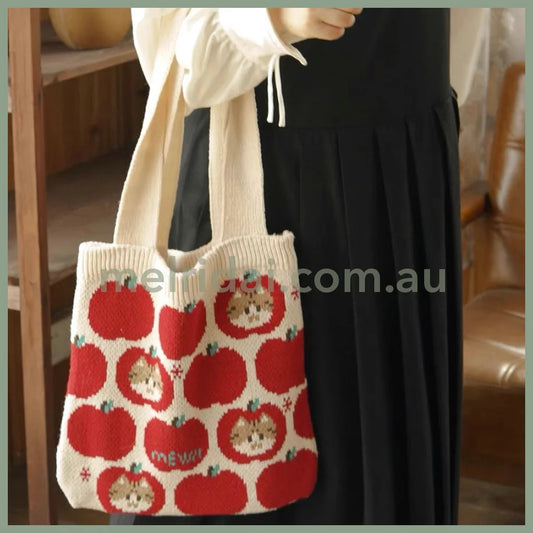 Mewji Knitted Tote Bag (Apple)