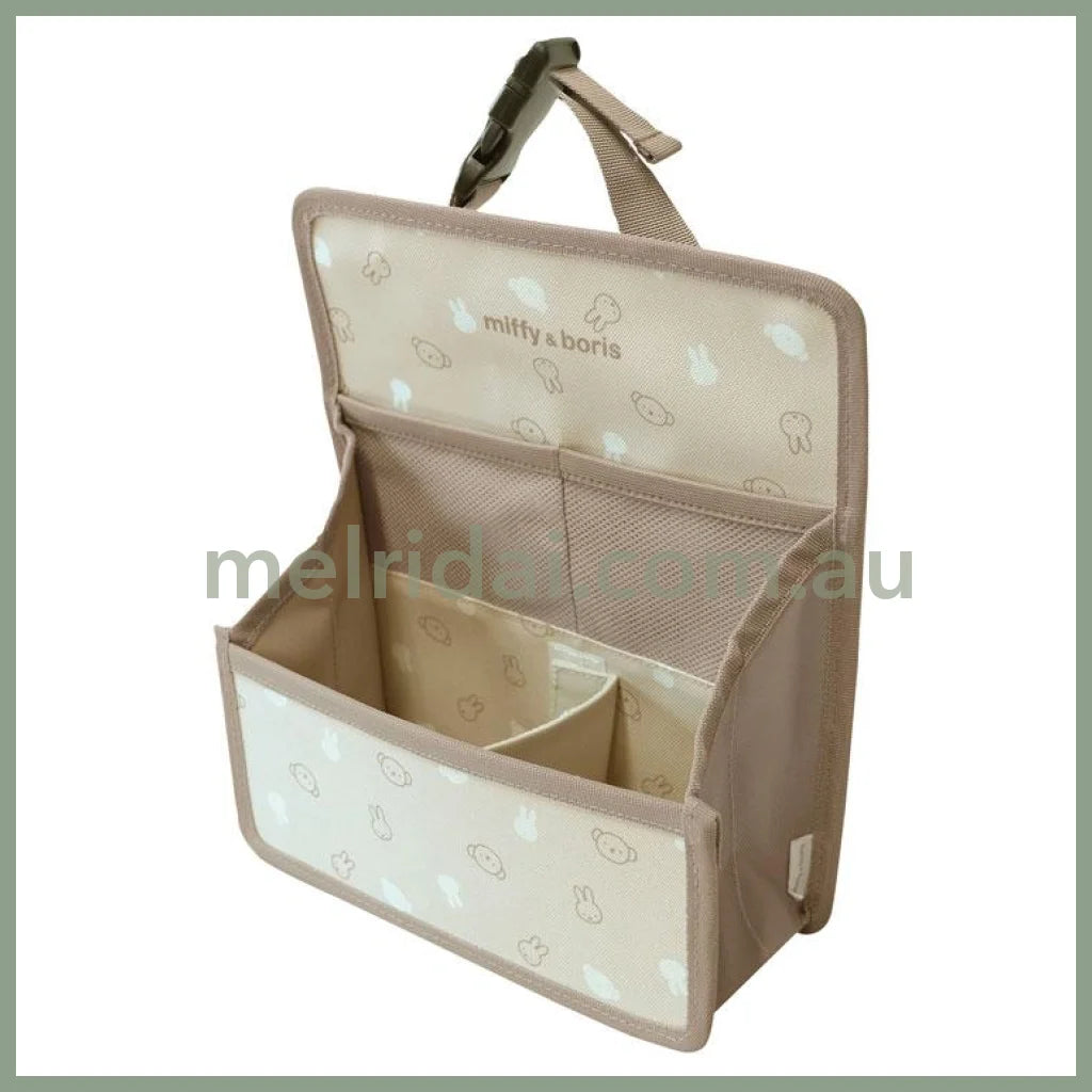 MIFFY | Car Headrest Backseat Organizer Multi Pocket 22.5×25.5×9cm (Beige)