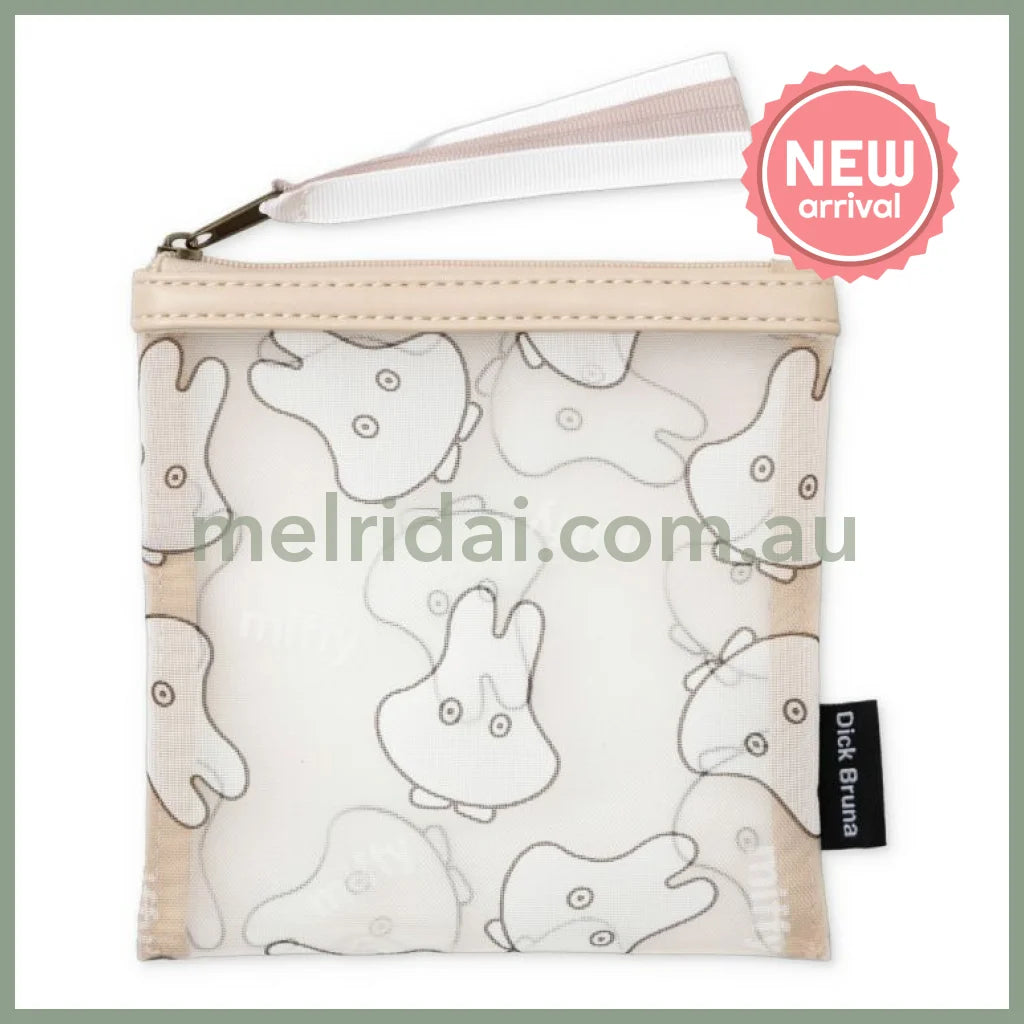 MIFFY | Mesh Flat Pouch Square Mini Pouch 140 x 140mm (Beige Ghost)