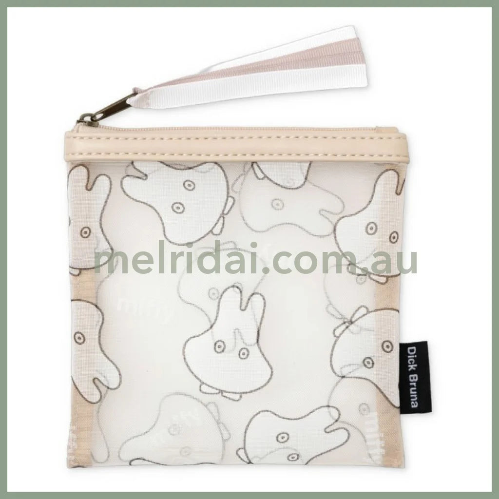 MIFFY | Mesh Flat Pouch Square Mini Pouch 140 x 140mm (Beige Ghost)