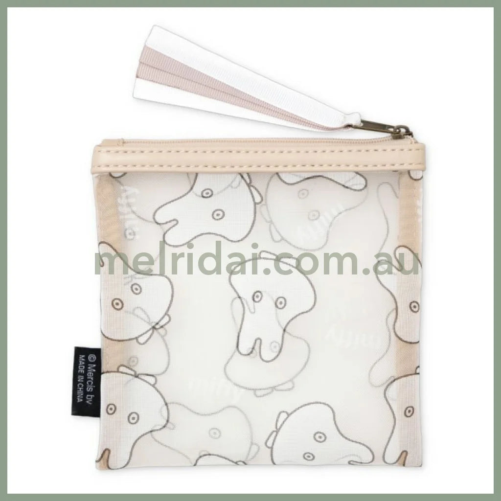 MIFFY | Mesh Flat Pouch Square Mini Pouch 140 x 140mm (Beige Ghost)