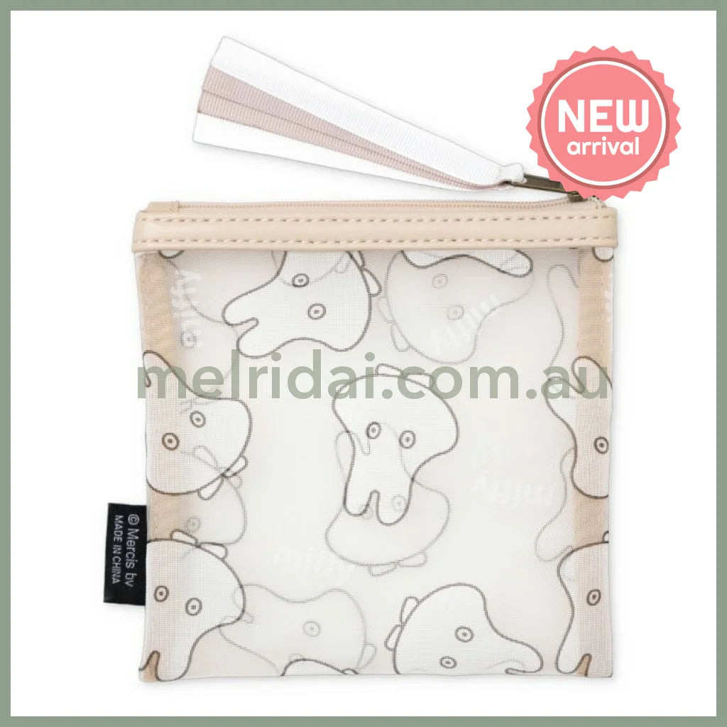 MIFFY | Mesh Flat Pouch Square Mini Pouch 140 x 140mm (Beige Ghost)