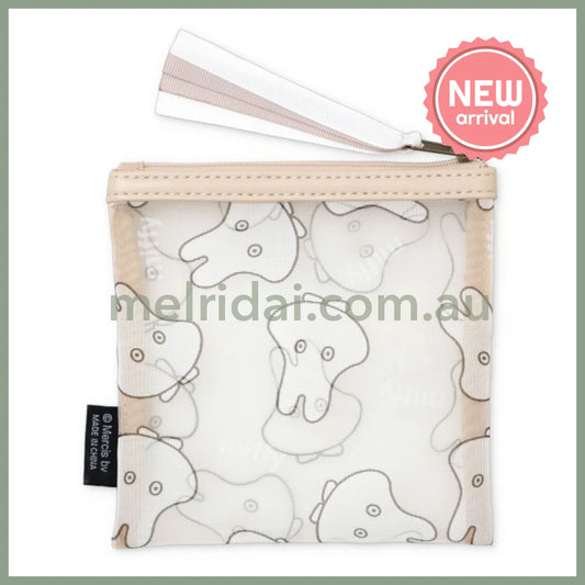 MIFFY | Mesh Flat Pouch Square Mini Pouch 140 x 140mm (Beige Ghost)
