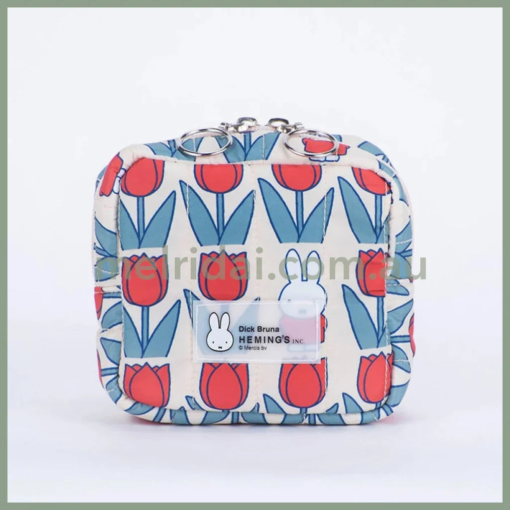 MIFFY x HEMING’S | Quilted Square Pouch 120 x 110 x 50mm (Tulip)