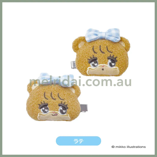Mikko Illustrations | Mascot Hair Clip Set 62×80×34mm (Latte Ribbon)