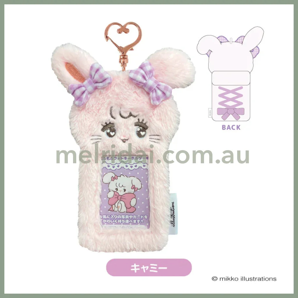 Mikko Illustrations | Mofumofu Card Holder Photo Keychain H92×W66mm (Cammy Ribbon)
