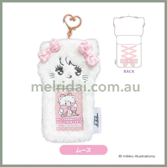 Mikko Illustrations | Mofumofu Card Holder Photo Keychain H92×W66mm (Mousse Ribbon)