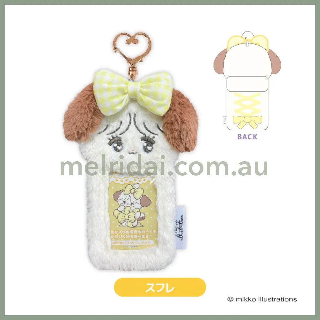 Mikko Illustrations | Mofumofu Card Holder Photo Keychain H92×W66mm (Souffle Ribbon)