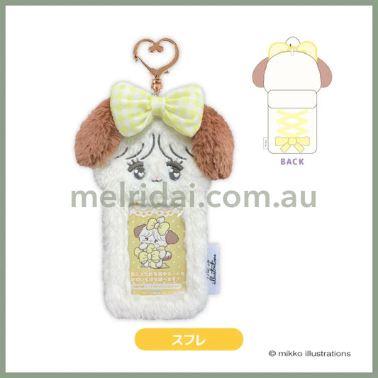 Mikko Illustrations | Mofumofu Card Holder Photo Keychain H92×W66mm (Souffle Ribbon)