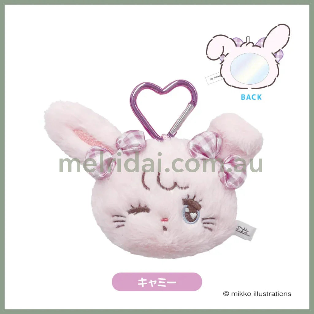 Mikko Illustrations | Mofumofu Mirror Mascot with Carabiner Keychain H105xW148xD45mm (Cammy Ribbon)