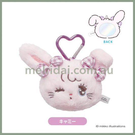 Mikko Illustrations | Mofumofu Mirror Mascot with Carabiner Keychain H105xW148xD45mm (Cammy Ribbon)