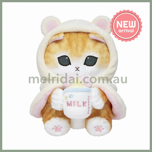 MOFUSAND | Baby Bear Cat Bottle Milk Plush Toy Plush Doll 215×190×215mm (Fluffy Poncho Hoodie)