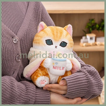 MOFUSAND | Baby Bear Cat Bottle Milk Plush Toy Plush Doll 215×190×215mm (Fluffy Poncho Hoodie)
