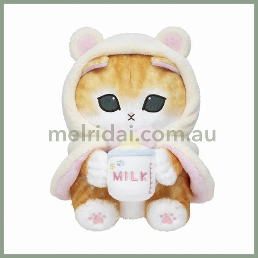 MOFUSAND | Baby Bear Cat Bottle Milk Plush Toy Plush Doll 215×190×215mm (Fluffy Poncho Hoodie)