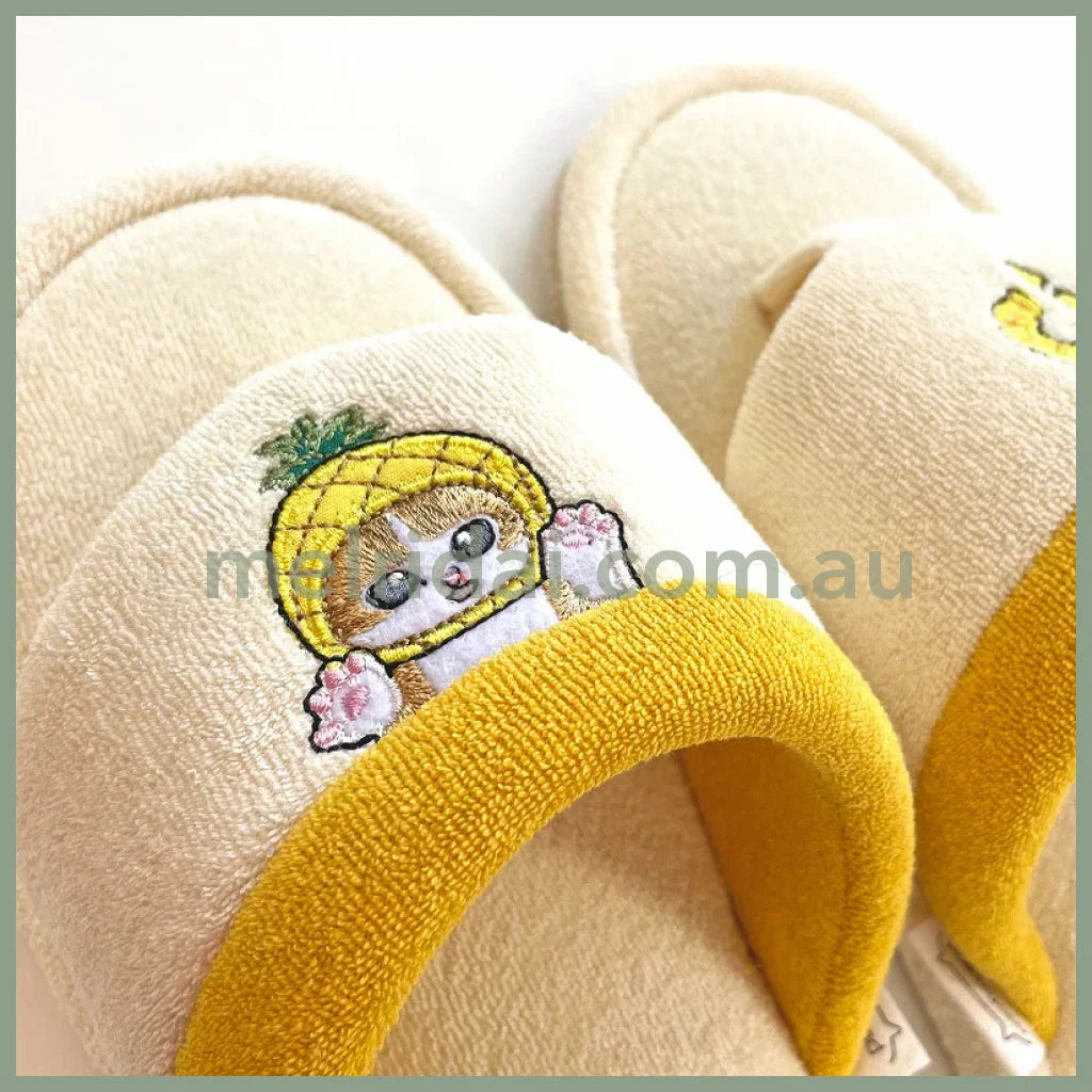 Mofusand | Beach Sandal Slippers 24Cm (Yellow) 猫福 毛巾绒人字拖/家居室内拖鞋