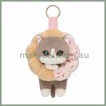 MOFUSAND | COFFEE AND DONUTS Mascot Keychain Bag Charm 130x130x160mm (Strawberry Cruller)