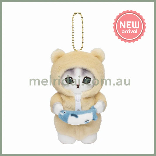 MOFUSAND | Costume Mascot Holder Plush Keychain H125×W100×D100mm (Yellow Bear Pajamas)