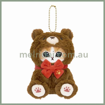 MOFUSAND | Exhibition Mascot Holder Plush Keychain 130×85×90mm (Teddy Bear Nyan Brown)
