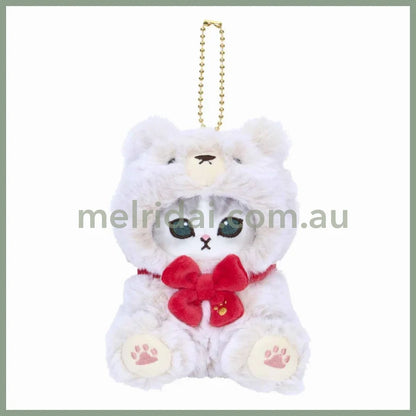 MOFUSAND | Exhibition Mascot Holder Plush Keychain 130×85×90mm (Teddy Bear Nyan White)