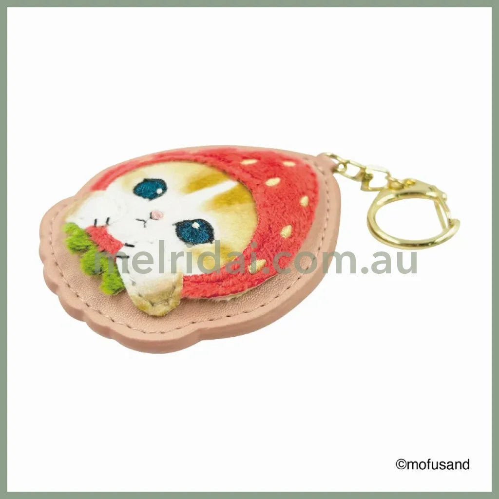 MOFUSAND | Fluffy and Fuzzy Patch Keychain 78×65×10mm (Strawberry Cat Nyan)