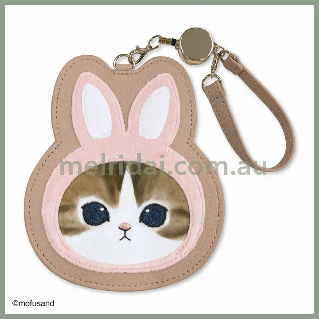 Mofusand | Fluffy Pass Case Card Holder With Reel H135 X W115 D5Mm (Rabbit)