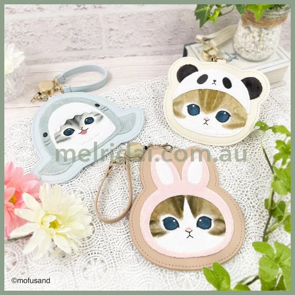Mofusand | Fluffy Pass Case Card Holder With Reel H135 X W115 D5Mm (Rabbit)