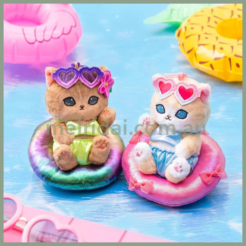 MOFUSAND | Gal Swimming Ring Mascot Holder Keychain Bag Charm H140 x W115 x D90mm (Brown and White)