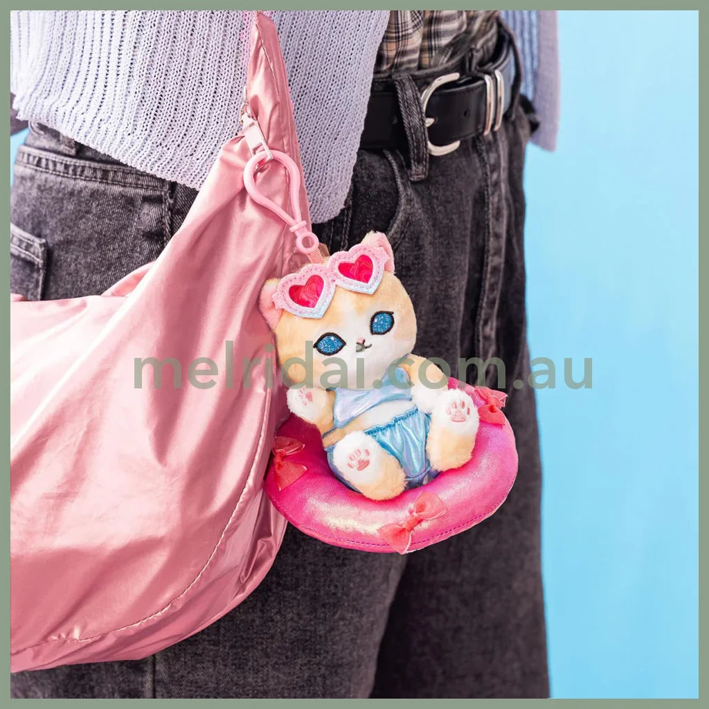 MOFUSAND | Gal Swimming Ring Mascot Holder Keychain Bag Charm H140 x W115 x D90mm (Brown and White)