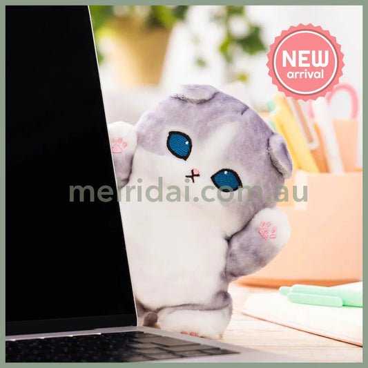 MOFUSAND | Grey and White Standing Plush Toy Plush Doll 175×120×100mm (Hyokkori! Tachimasu Nyan)