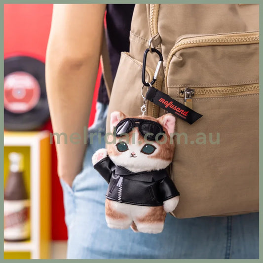 MOFUSAND | Leather Jacket Cat Mascot Holder Keychain Bag Charm 140 x 105 x 75mm (Diner)